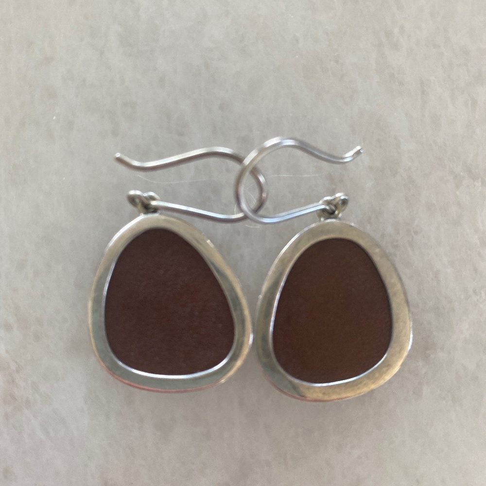 Leather and silver earrings by Betty Belts